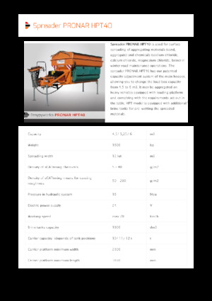 Монтирани разпределителни (разпръскващи) възли Pronar HPT 40 