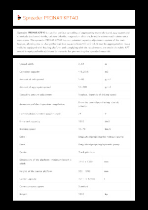 Монтирани разпределителни (разпръскващи) възли Pronar KPT 40 