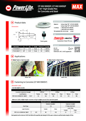 ГВОЗДЕИ И ТЕЛБОДИ MAX USA CORP. HN25C