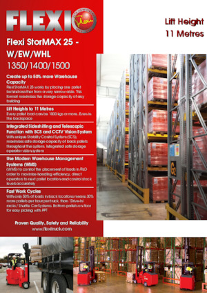 Мотокари с тесен проход VNA Flexi StorMAX 25 W