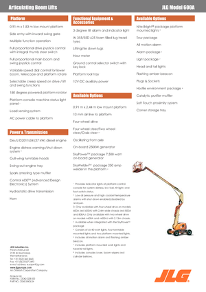 Колесни повдигачи с подвижна стрела JLG 600A