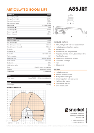 Колесни повдигачи с подвижна стрела Snorkel A85JRT