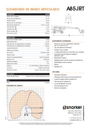 Колесни повдигачи с подвижна стрела Snorkel A85JRT