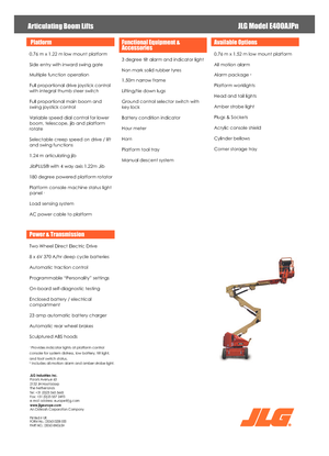 Колесни повдигачи с подвижна стрела JLG E400AJPN