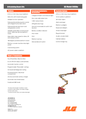 Колесни повдигачи с подвижна стрела JLG E400AN