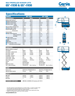 Колесни ножични автовишки Genie GS-1930 Hydraulic