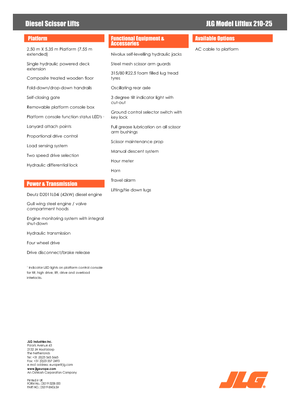 Колесни ножични автовишки JLG Liftlux 210-25