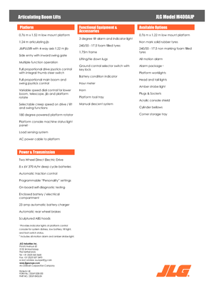 Колесни повдигачи с подвижна стрела JLG M400AJP
