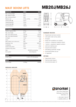 Подемници с единична вертикална мачта Snorkel MB26J