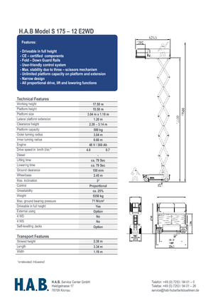Колесни ножични автовишки HAB S 175-12 E 2WD