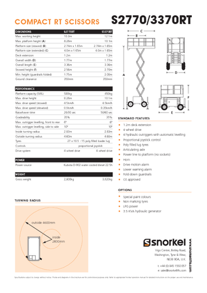 Колесни ножични автовишки Snorkel S2770RT