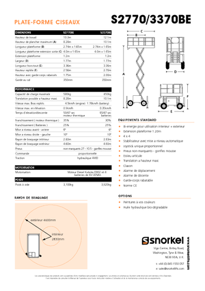 Колесни ножични автовишки Snorkel S3370BE