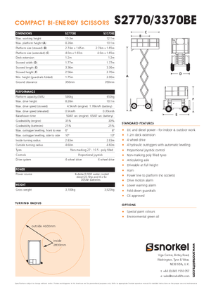 Колесни ножични автовишки Snorkel S3370BE