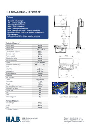 Колесни ножични автовишки HAB S 65-10 E 2WD SP