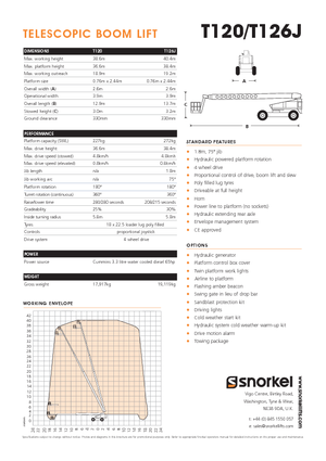Колесни телескопични подемници Snorkel T126J