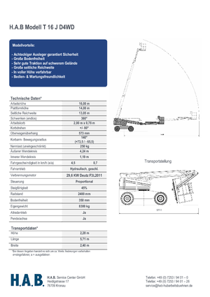 Колесни телескопични подемници HAB T 16 JD 4WD
