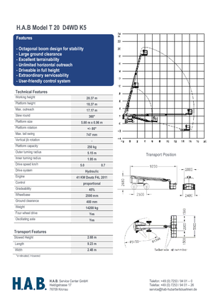 Колесни телескопични подемници HAB T 20 D 4WD K5