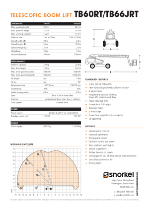 Колесни телескопични подемници Snorkel T60RT