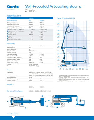 Колесни повдигачи с подвижна стрела Genie Z-60/34