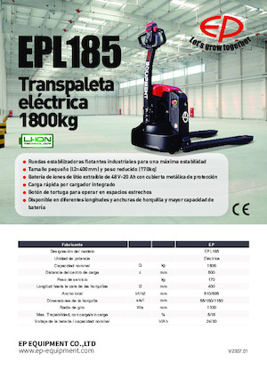Пешеходна палетна количка EP EPL185