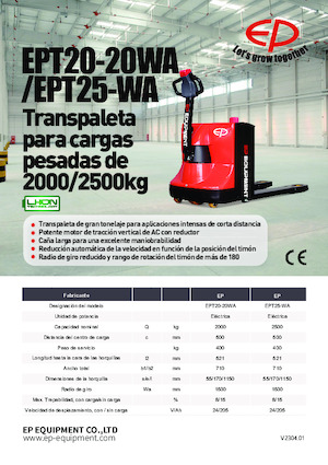 Пешеходна палетна количка EP EPT20-20WA