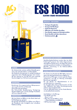 Палетни колички с платформа за повдигане на палети Stöcklin ESS 1600