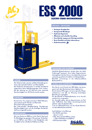 Палетни колички с платформа за повдигане на палети Stöcklin ESS 2000