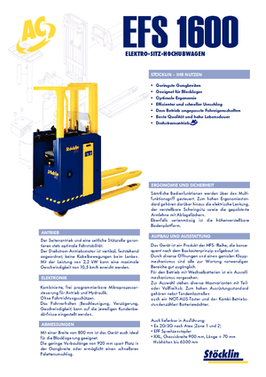 Палетните товарачи (седнал водач) Stöcklin EFS 1600