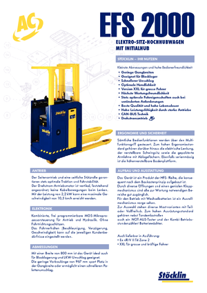 Палетните товарачи (седнал водач) Stöcklin EFS 2000