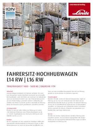 Палетните товарачи (седнал водач) Linde L16RW