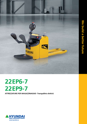 Палетни колички с платформа за управление като мотоциклет (седнал върху нея водач) Hyundai 22 EB 9-7