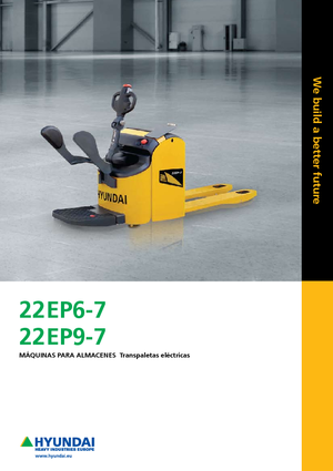 Палетни колички с платформа за управление като мотоциклет (седнал върху нея водач) Hyundai 22 EB 9-7