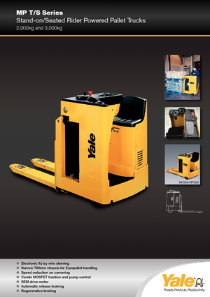 Палетни колички с платформа за управление като мотоциклет (седнал върху нея водач) Yale MP 20 T