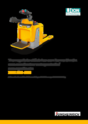 Палетни колички с платформа за управление като мотоциклет (седнал върху нея водач) Jungheinrich ERE 230