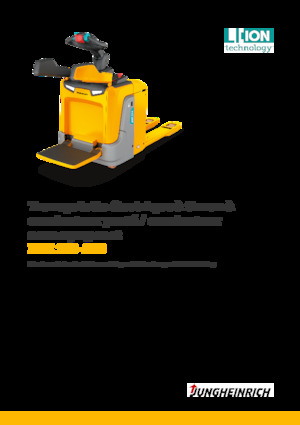 Палетни колички с платформа за управление като мотоциклет (седнал върху нея водач) Jungheinrich ERE 230