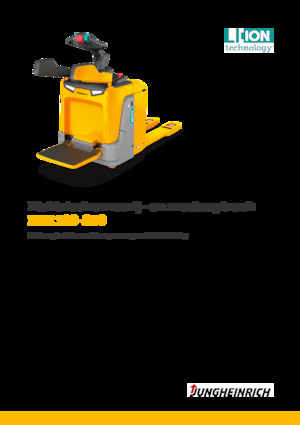 Палетни колички с платформа за управление като мотоциклет (седнал върху нея водач) Jungheinrich ERE 230