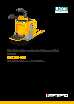 Палетни колички с платформа за управление като мотоциклет (седнал върху нея водач) Jungheinrich ERE 230