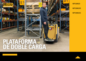 Палетни колички с платформа за управление като мотоциклет (седнал върху нея водач) Caterpillar NPV20N3D