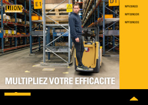 Палетни колички с платформа за управление като мотоциклет (седнал върху нея водач) Caterpillar NPV20N3D