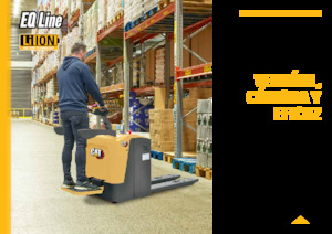 Палетни колички с платформа за управление като мотоциклет (седнал върху нея водач) Caterpillar NPV20QL