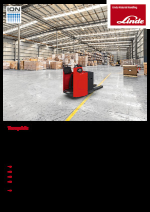 Палетни колички с платформа за управление като мотоциклет (седнал върху нея водач) Linde T20FP