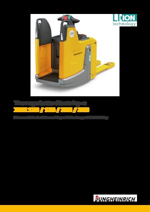 Палетни колички с платформа за управление като мотоциклет (седнал върху нея водач) Jungheinrich ERE 120