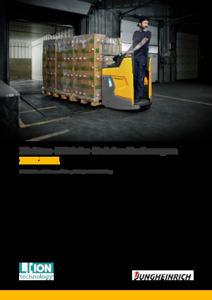 Палетни колички с платформа за управление като мотоциклет (седнал върху нея водач) Jungheinrich ERE 225i
