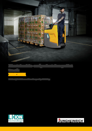 Палетни колички с платформа за управление като мотоциклет (седнал върху нея водач) Jungheinrich ERE 225i