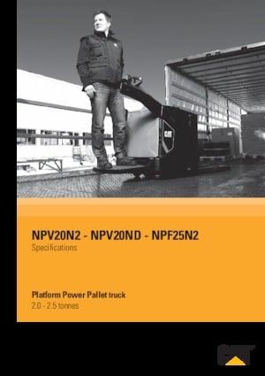 Палетни колички с платформа за управление като мотоциклет (седнал върху нея водач) Caterpillar NPV20ND
