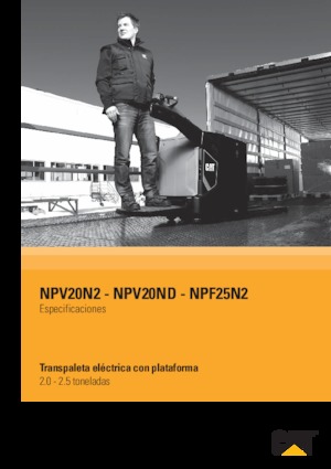 Палетни колички с платформа за управление като мотоциклет (седнал върху нея водач) Caterpillar NPV20ND