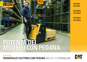 Палетни колички с платформа за управление като мотоциклет (седнал върху нея водач) Caterpillar NPV25N3