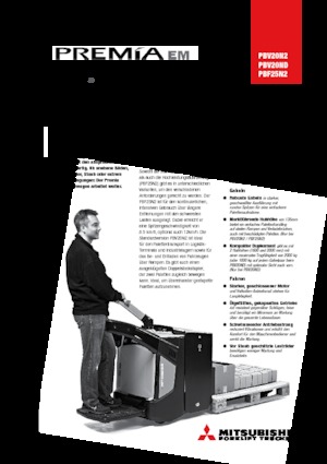 Палетни колички с платформа за управление като мотоциклет (седнал върху нея водач) Mitsubishi PBV20ND