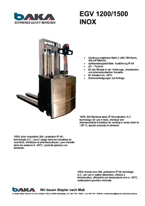 Уоки стакери Baka EGV 1200-17 Inox