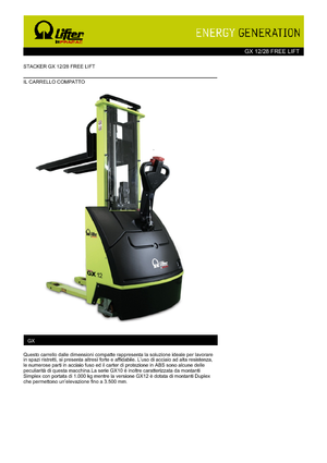 Уоки стакери PRAMAC Lifter GX 12/28 Free Lift